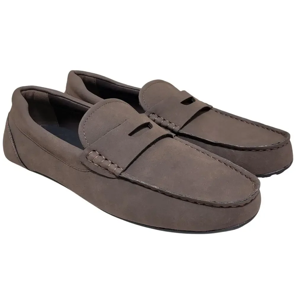 Alfani Men Marco PU Slip On Moc Toe Penny Loafers Size US 8M Brown Faux Suede